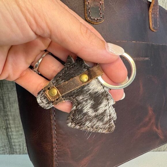 Western Keychain Horse Charm NEW FAST SHIP Leather Cowhide - Picture 1 of 5